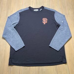 Majestic SF Giants Therma Base Crew Pullover 2XL MLB Authentic Black vintage Y2K